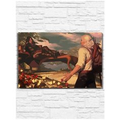 Картина по номерам на холсте Игра Witcher Ведьмак (PS 5, PS 4, PS 3, Xbox 360, Xbox ONE, PC, ios) - 9486 Г 60x40