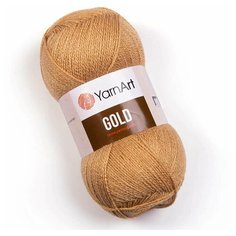 Пряжа для вязания YarnArt Gold (ЯрнАрт Голд) - 2 мотка 9379 бежевый, блестящая, 92% акрил, 8% металлик, 400 м/100г