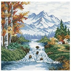 Алмазная мозаика / Картина стразами мпо номерам / На подрамнике / Набор / Горы / 30x30 Kubanstar