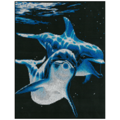 Набор для вышивания мулине нитекс арт.0008 Дельфины 30х35,5 см Nitex