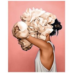 Алмазная мозаика "Алмазное фото" с 5Д элементами "Девушка в цветах" 40-50 см без подрамника.