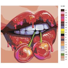 Картина по номерам X-160 "Губы с вишней" 80x80 Brushes Paints