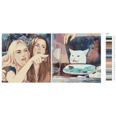 Картина по номерам V-48 Кот и девушки. Мем 40х80 Brushes Paints
