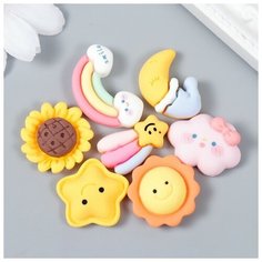 Декор для творчества пластик "Солнечное небо" набор 7 шт 2,2х2 см 9130217 Арт Узор