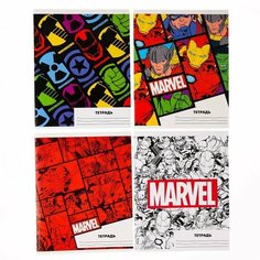 Тетрадь 24 листа, линейка, 4 вида микс, Мстители Marvel