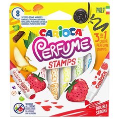 Фломастеры-штампы двусторонние Carioca "Perfume Stamps", 08цв, ароматизированные, смываемые, картон