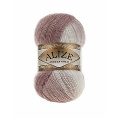 Пряжа Alize Angora gold batik (Ангора Голд Батик) 5698 белый-пыльная сирень 20% шерсть, 80% акрил 100г 550м 1 шт