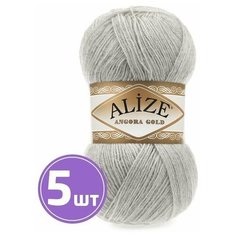 Пряжа для вязания крючком, спицами Alize Ализе Angora Gold, тонкая, акрил/шерсть, цвет 652, ангора, 5 шт. по 100 г, 550 м