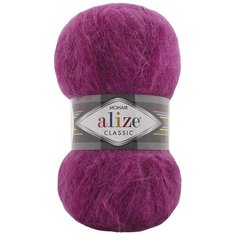 Пряжа ALIZE Mohair classic, мохер, шерсть, акрил, 5х100 г, 200 м, цвет 209 фуксия