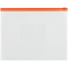 Папка-конверт на zip-молнии OfficeSpace А4, полипропилен, 150мкм, прозрачная, карман, молния красная, 12 штук, 329758 Спейс