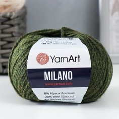 Пряжа "Milano" 8%альпака, 20%шерсть, 8%вискоза, 64%акрил 130м/50гр (874 зеленый) Yarn Art