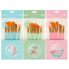 Набор кистей синтетика 10 штук (№2/0,1,3,6,8,10,6,4,5,2), в блистере Noname