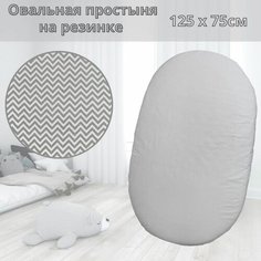 Простыня овальная на резинке 75х125 см Хлопок 100 % Baby Good