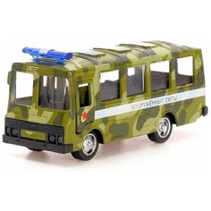 Металлическая машинка Play Smart 1:52 ПАЗ 3237 Автобус Вооруженных сил 12 см. 6523-С Автопарк, инерционная