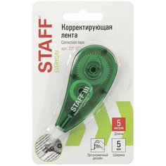 STAFF Корректирующая лента staff everyday , 5 мм х 5 м, корпус зеленый, блистер, 226811, 12 шт.