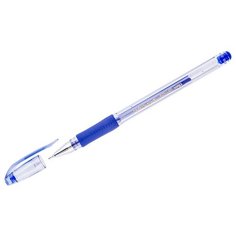 Ручка гелевая Crown "Hi-Jell Needle Grip" синяя, 0,7мм, грип, игольчатый стержень, штрих-код