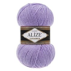 Пряжа Alize Lanagold, 49 % шерсть, 51 % акрил, 100 г, 240 м, 1 шт., 166 лиловый