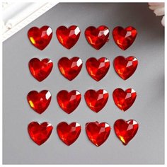 Декор для творчества пластик "Стразы сердце. Красный" (набор 20 шт) 1,6х1,6 см./В упаковке шт: 1 Арт Узор
