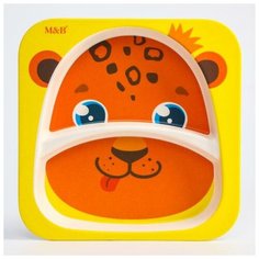 Тарелка детская из бамбука Леопард, 2 секции Mum&Baby