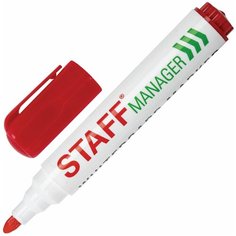 Маркер стираемый для белой доски красный, STAFF "Manager" WBM-491, 5 мм, с клипом, 151493 - 24 шт.
