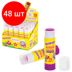 Комплект 48 шт, Клей-карандаш цветной юнландия "юнландик И хамелеон", 15 г, обесцвечивающийся после высыхания, 227614