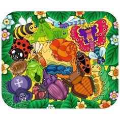 Рамка-вкладыш, деревянный пазл-головоломка "Букашки", зоопазл, 17 деревянных фигурок Нескучные игры