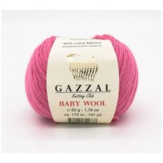 Пряжа Gazzal Baby Wool (Газал Беби Вул) шерсть мериноса/ кашемир ПА/ акрил, 831 розовый, 1 моток