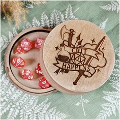 Дайс трей - кейс для кубиков "Случаются и неудачи" / dice case / dice tray / ДнД / Pathfinder / dungeon and dragons / дайсы / D20 Чудеса леса