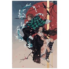 Картина по номерам на холсте аниме Клинок рассекающий демонов - 8520 В 60x40