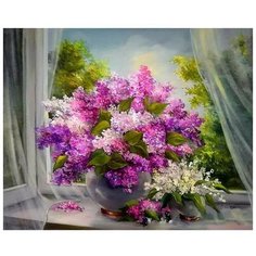Алмазная мозаика без подрамника 30x40 см Букет сирени Noname