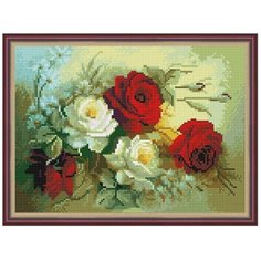 Алмазная мозаика "Красное и белое", 30x40 см, ВанГогВоМне