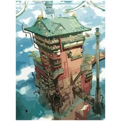 Картина по номерам на холсте аниме унесенные призраками японский пейзаж - 1920 30X40