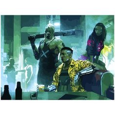 Картина по номерам на холсте киберпанк cyberpunk 2077 ночной клуб с мафией - 2098