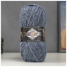 Пряжа "Superlana midi" 25% шерсть, 75% акрил 170м/100гр (806 джинс. меланж) Magic