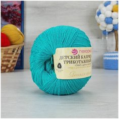 Пряжа пехорка Детский каприз трикотажный (Пехорка), Св. изумруд - 581, 50% меринос. шерсть, 50% фибра, 5 мотков, 50 г, 400 м.