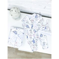 Комплект летний "Зайчишка " : плед, лента, цветной комбинезон, шапочка СуперМаМкет