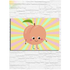 Картина по номерам на холсте веселый персик (для детей, простые, пейзаж, фрукты, кавай) - 10065 Г 20х30