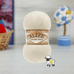 Пряжа ALIZE Angora Gold, кремовый - 01, 20% шерсть, 80% акрил, 5 мотков, 100 г, 550 м.