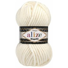 Пряжа Superlana Megafil 62 Молочный, 1 моток, 100 г. / Суперлана Мегафил Ализе Alize