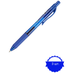 Ручка гелевая автоматическая PENTEL EnerGel Rec,0,3мм, синий, ЭКО 3 штуки