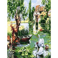 Картина по номерам Мельница и лебеди 40х50 см Hobby Home