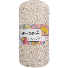 Пряжа ARACHNA "Cord Mini Lurex" 90% полиэфир, 10% люрекс 3 шт. х75г 200м №01 бело-золотой