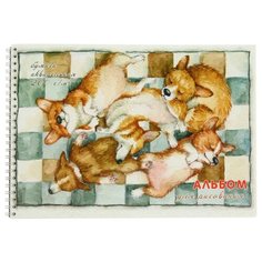 Альбом для рисования акварелью Полином Корги спящие, 21x29,7см (А4), 200 г/м2, 20л разноцветный
