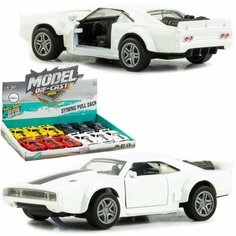 Металлическая машинка 1:32 Dodge Challenger, 12 см. инерционная, свет, звук / Белый Denco Store
