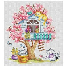 Набор для вышивания "Кошкин дом (весна)" Многоцветница, 23х26 см