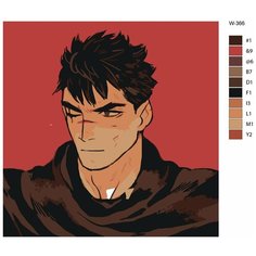 Картина по номерам W-366 "Аниме - берсерк. Гатс" 40х40 Brushes Paints