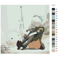 Картина по номерам V-151 "Игра Nier Automata. 2B" 80х80 Brushes Paints