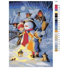 Картина по номерам Y-291 "Дети лепят снеговика. Новый год" 50x70 Brushes Paints