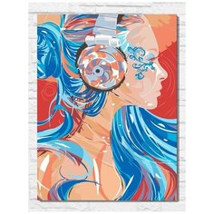 Картина по номерам на холсте девушка с наушниками - 11356 В 30x40