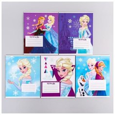 Тетрадь 12 листов, клетка, "Холодное сердце", 5 видов микс, Холодное сердце Disney